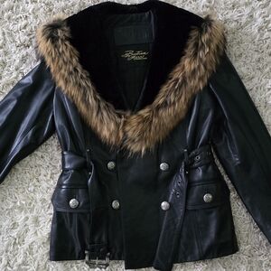 Vintage fur and leather jacket